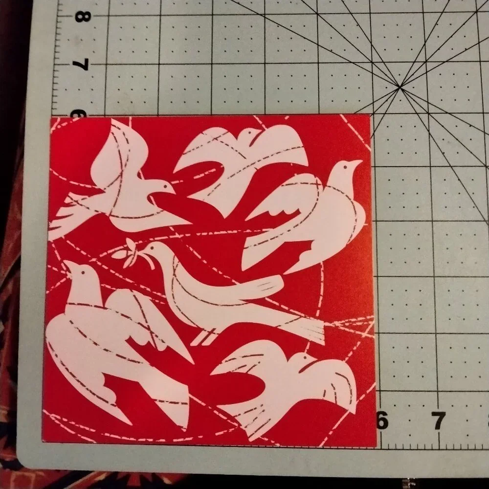 Jenny Frean Dove Design Christmas Greeting Cards Envelope 5 Pack Red Square